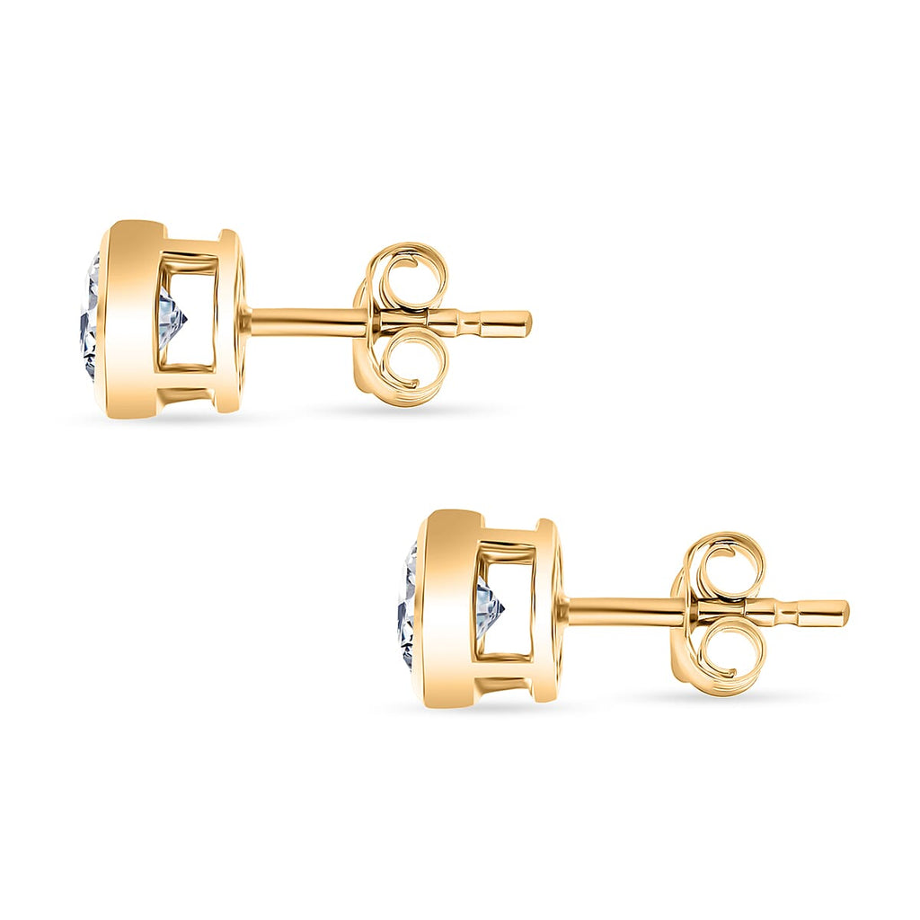Luxuriant Diamond 9K Yellow Gold SGL Certified Lab Grown Diamond SI-G-H Solitaire Stud Push Post Earring 1.00 Ct.