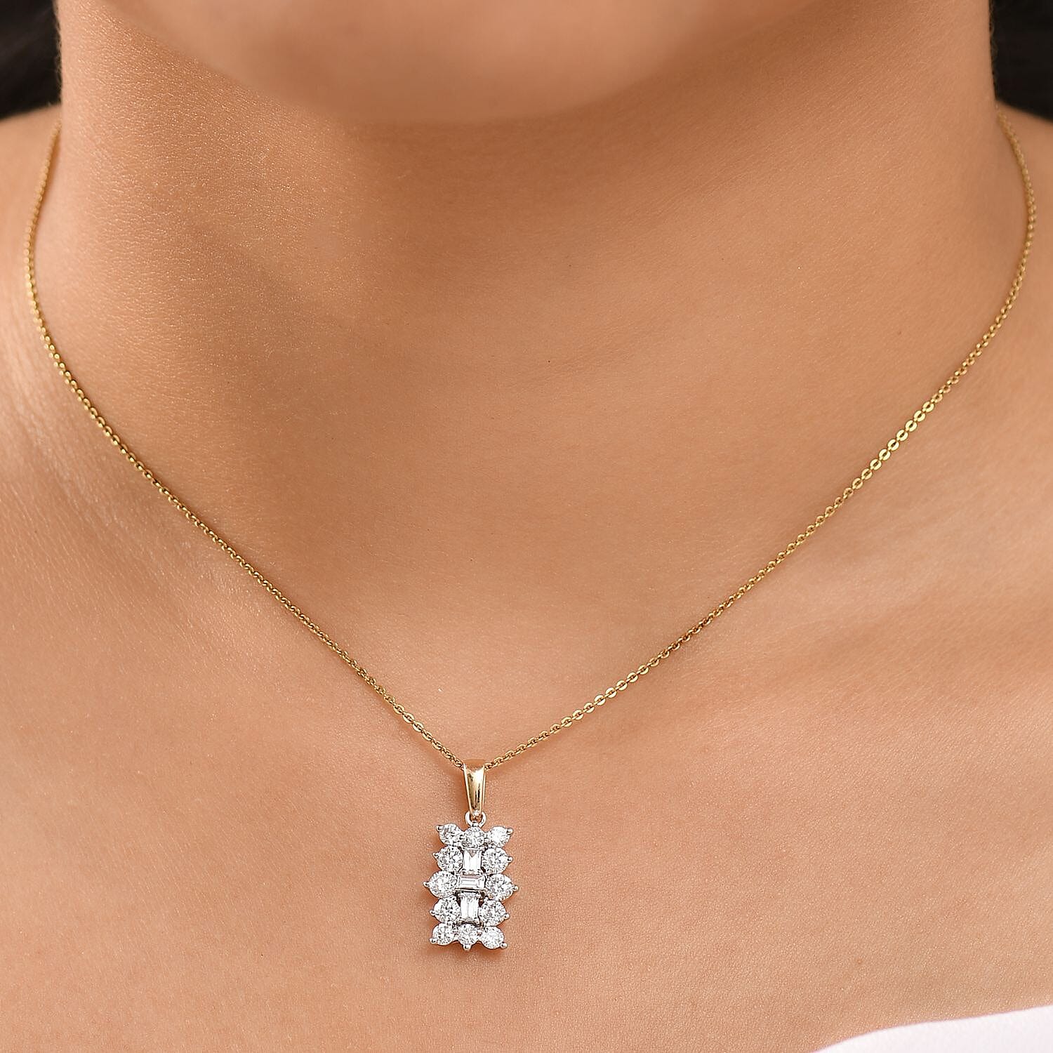 LUXURIANT 9K Yellow Gold SGL Certified Lab Grown Diamond (VS-G/H) Cluster Boat Pendant 1 Ct. 8062939 2