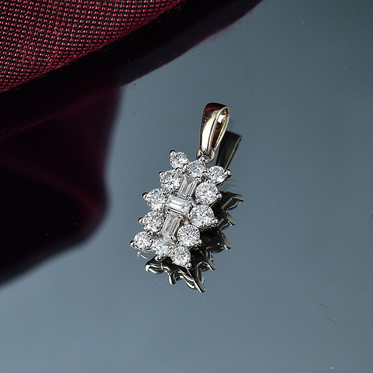 LUXURIANT 9K Yellow Gold SGL Certified Lab Grown Diamond (VS-G/H) Cluster Boat Pendant 1 Ct. 8062939 3