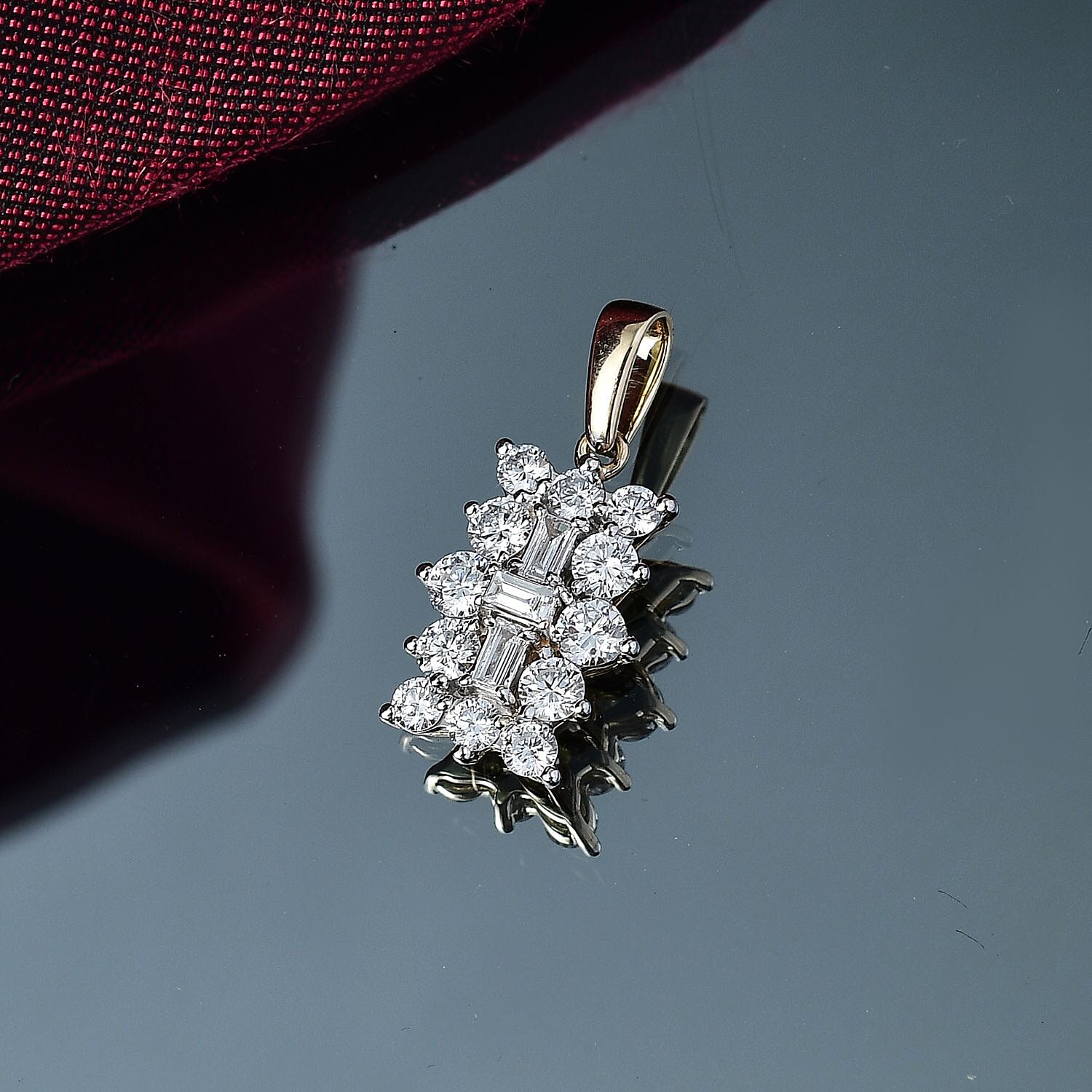 LUXURIANT 9K Yellow Gold SGL Certified Lab Grown Diamond (VS-G/H) Cluster Boat Pendant 1 Ct. 8062939 3