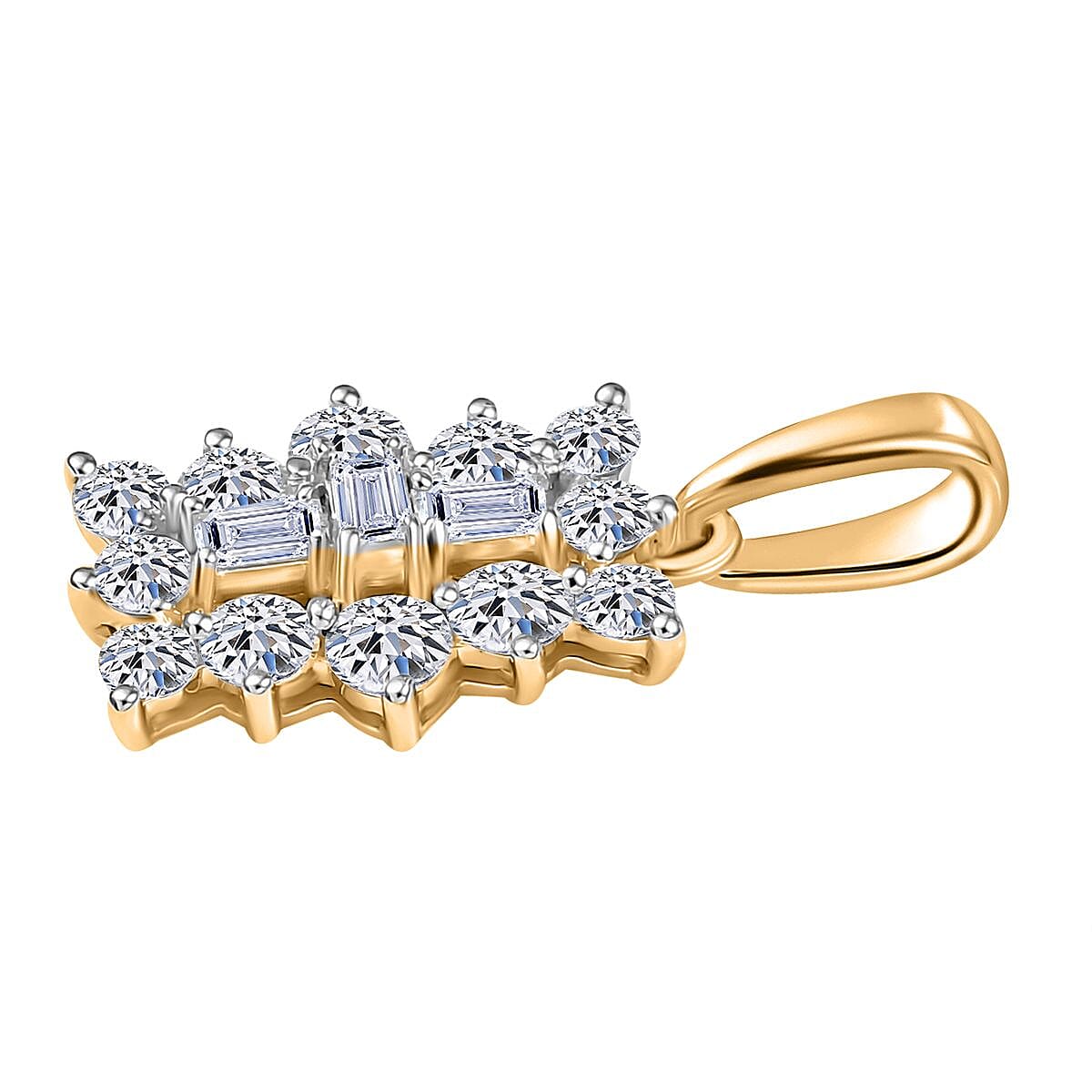LUXURIANT 9K Yellow Gold SGL Certified Lab Grown Diamond (VS-G/H) Cluster Boat Pendant 1 Ct. 8062939 4