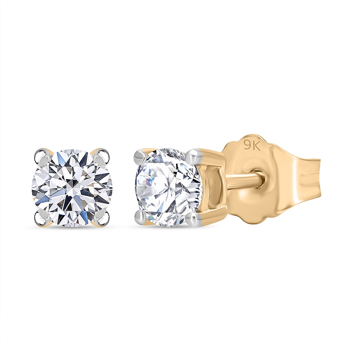LUXURIANT 0.50 Ct. Lab Grown Diamond Solitaire Stud Earring in 9K Yellow Gold SGL Certified (VS-EF) 8161888 0