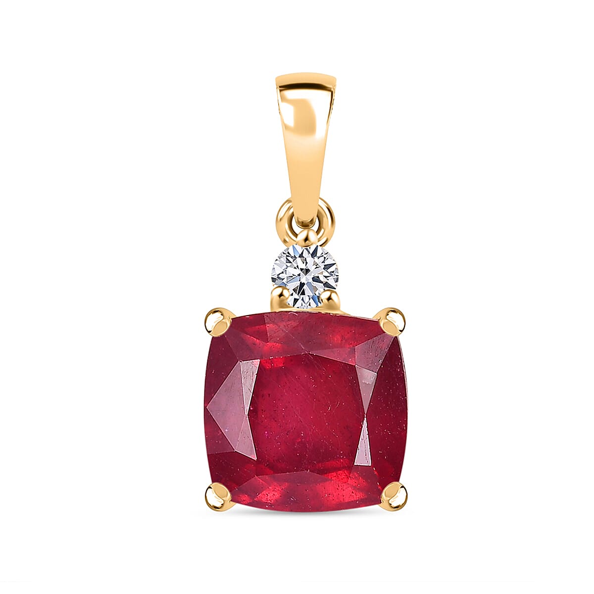 LUXURIANT African Ruby, Lab Grown Diamond Solitaire Pendant in 18K Yellow Gold  VermeilSterling Silver 8069874 0