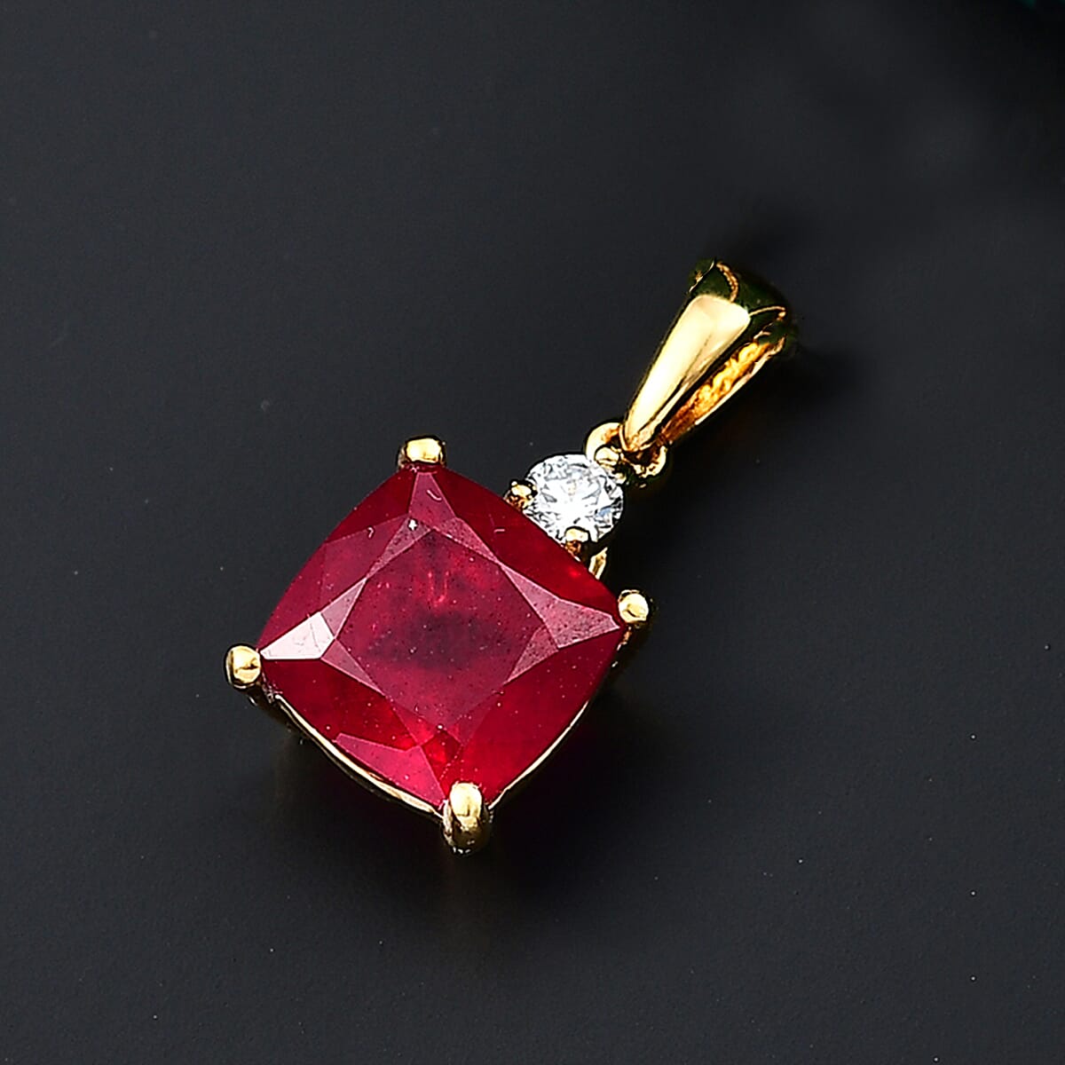 LUXURIANT African Ruby, Lab Grown Diamond Solitaire Pendant in 18K Yellow Gold  VermeilSterling Silver 8069874 1