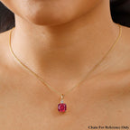 African Ruby, Lab Grown Diamond Solitaire Pendant in 18K YG VermeilSterling Silver  6.100  Ct.