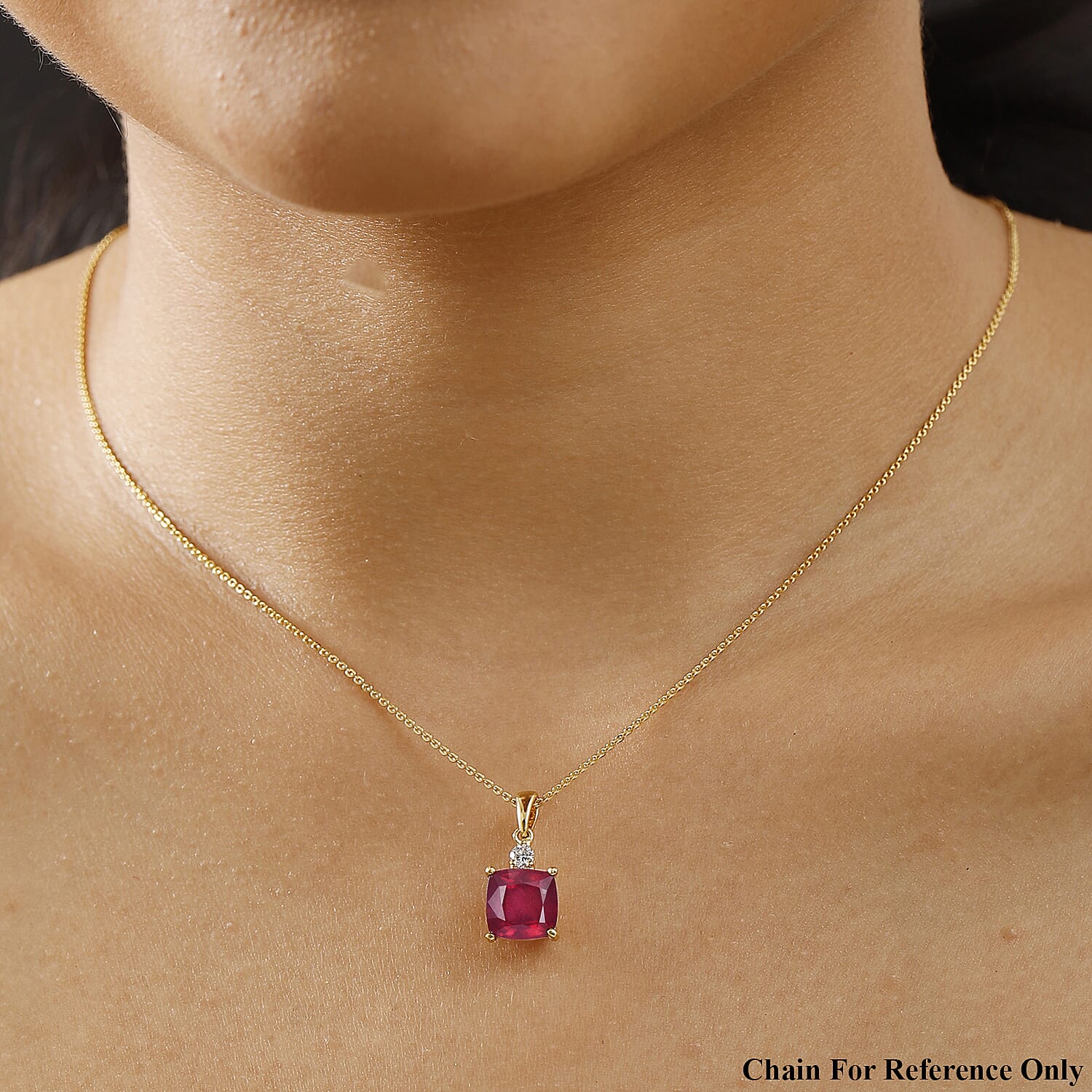 LUXURIANT African Ruby, Lab Grown Diamond Solitaire Pendant in 18K Yellow Gold  VermeilSterling Silver 8069874 2