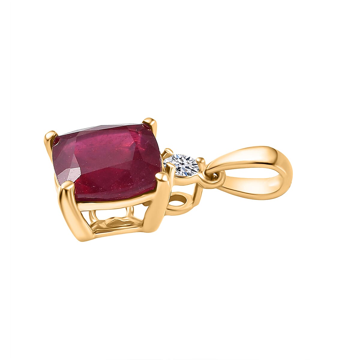 LUXURIANT African Ruby, Lab Grown Diamond Solitaire Pendant in 18K Yellow Gold  VermeilSterling Silver 8069874 3