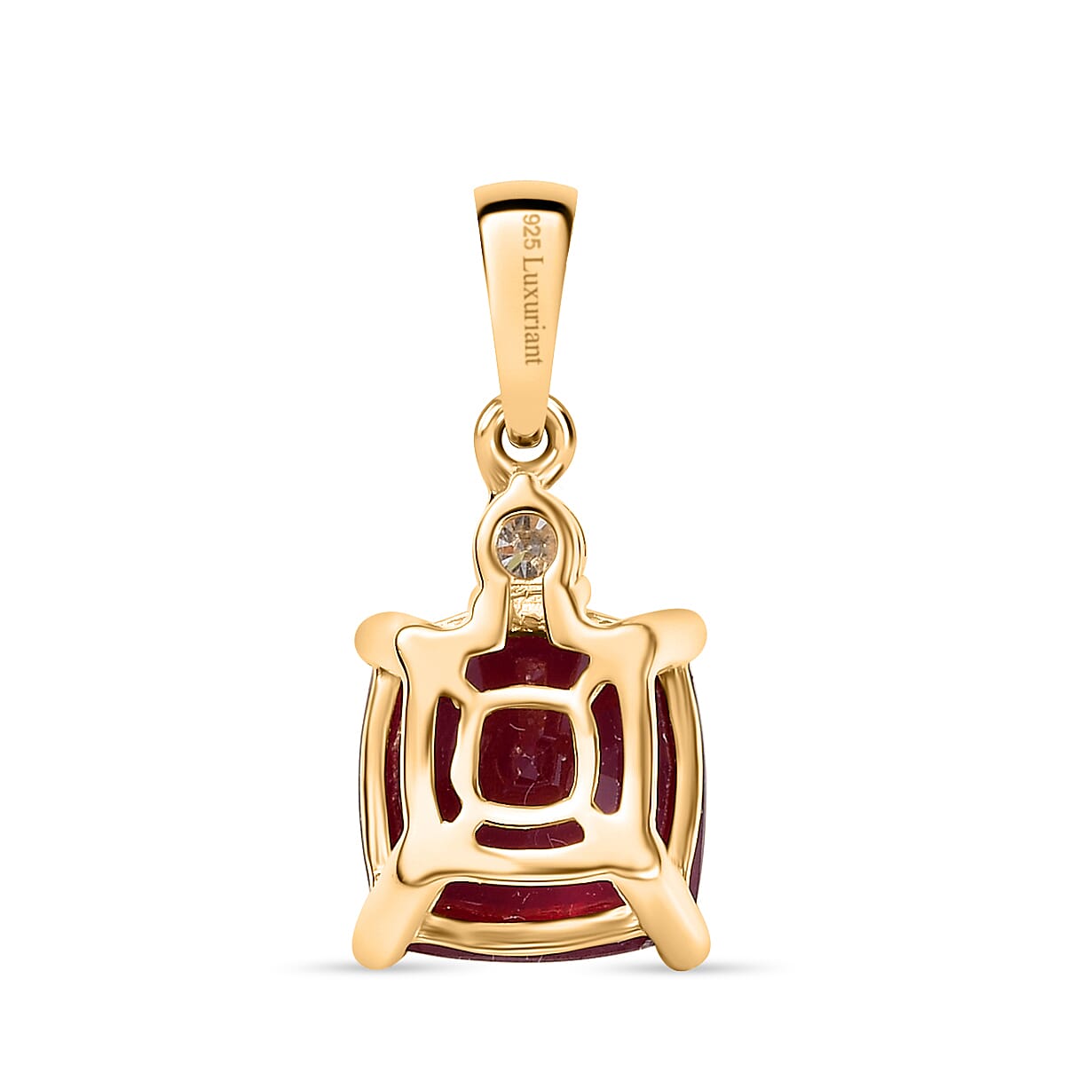LUXURIANT African Ruby, Lab Grown Diamond Solitaire Pendant in 18K Yellow Gold  VermeilSterling Silver 8069874 4