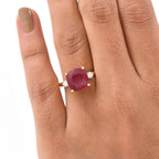 Luxuriant African Ruby & Lab Grown Diamond (SI-GH) Ring in 18K Vermeil Yellow Gold Plated Sterling Silver 6.76 Ct.