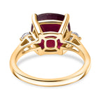 Luxuriant African Ruby & Lab Grown Diamond (SI-GH) Ring in 18K Vermeil Yellow Gold Plated Sterling Silver 6.76 Ct.