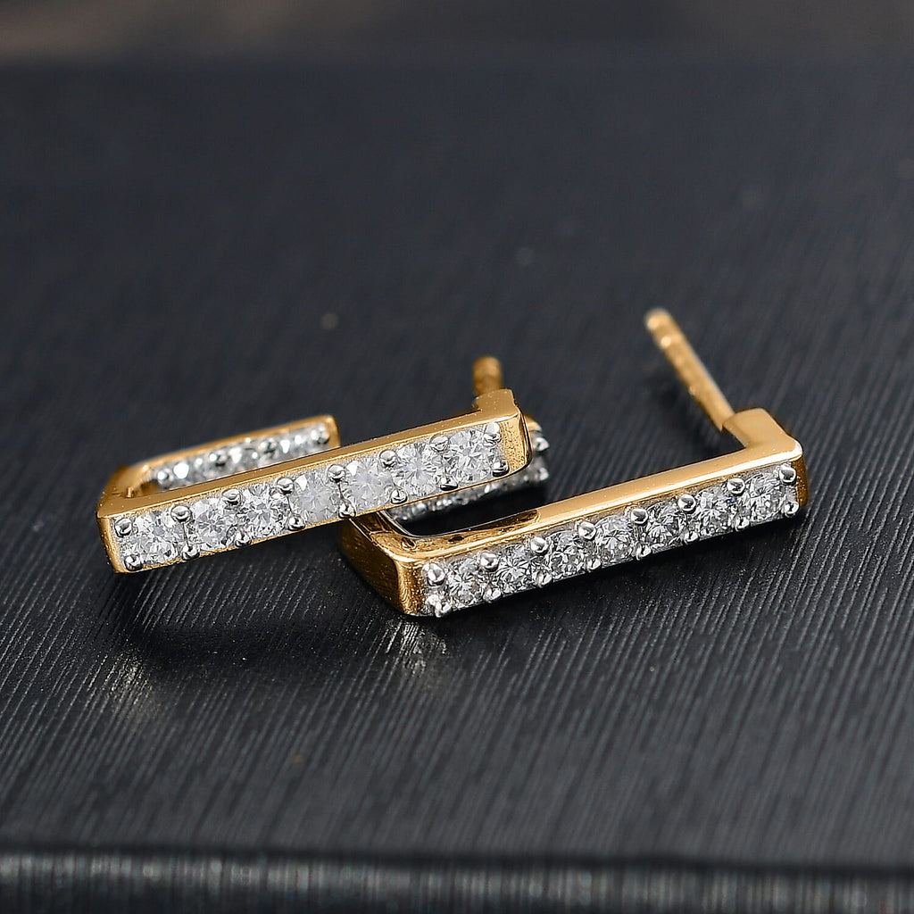 Luxuriant Diamond -Lab Grown Diamond (SI-GH) J Half Hoop Earring in 18K Vermeil Yellow Gold Plated Sterling Silver 0.50 Cts