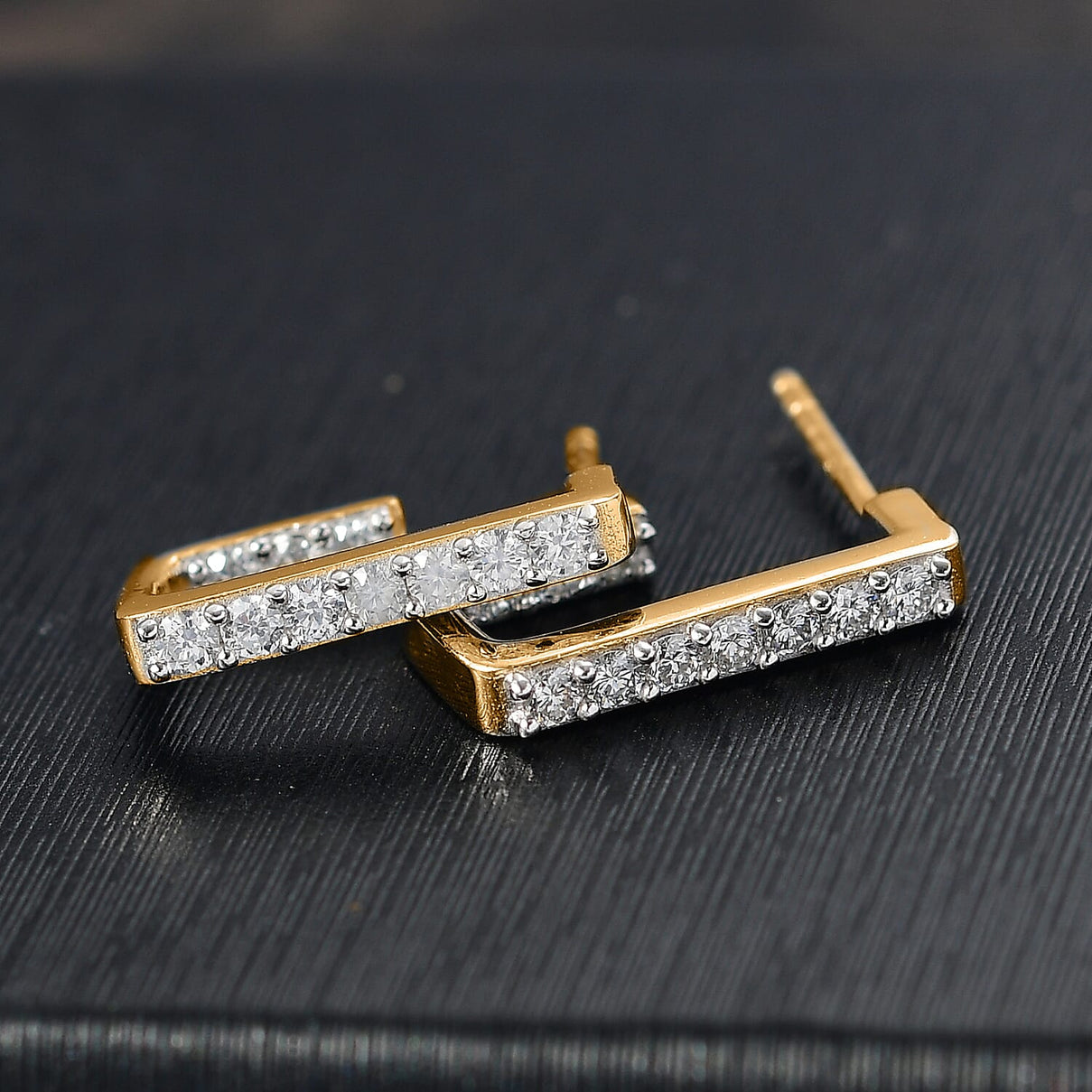 LUXURIANT 0.50 Ct Lab Grown Diamond (SI-GH) J Half Hoop Earring in 18K Vermeil Yellow Gold Plated Sterling Silver 8163426 1