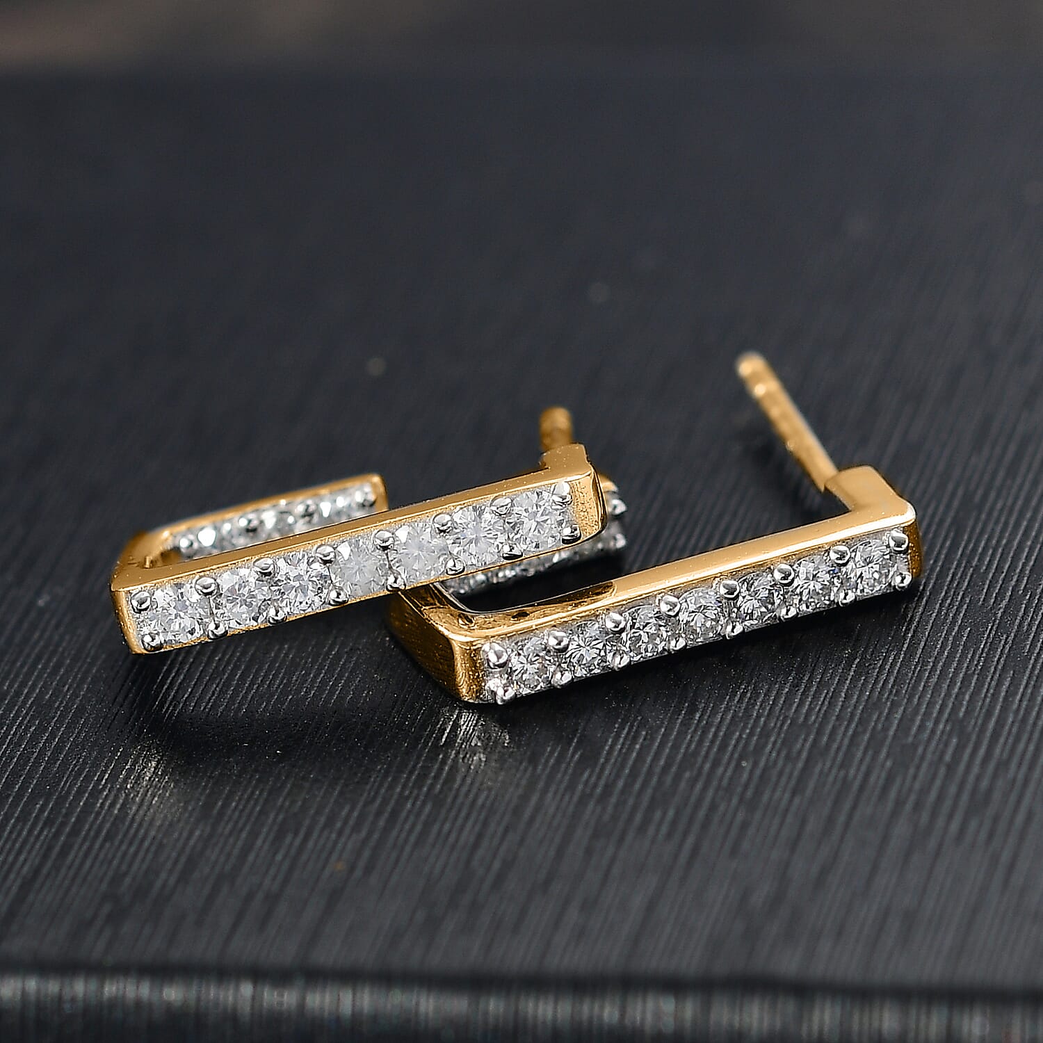 LUXURIANT 0.50 Ct Lab Grown Diamond (SI-GH) J Half Hoop Earring in 18K Vermeil Yellow Gold Plated Sterling Silver 8163426 1