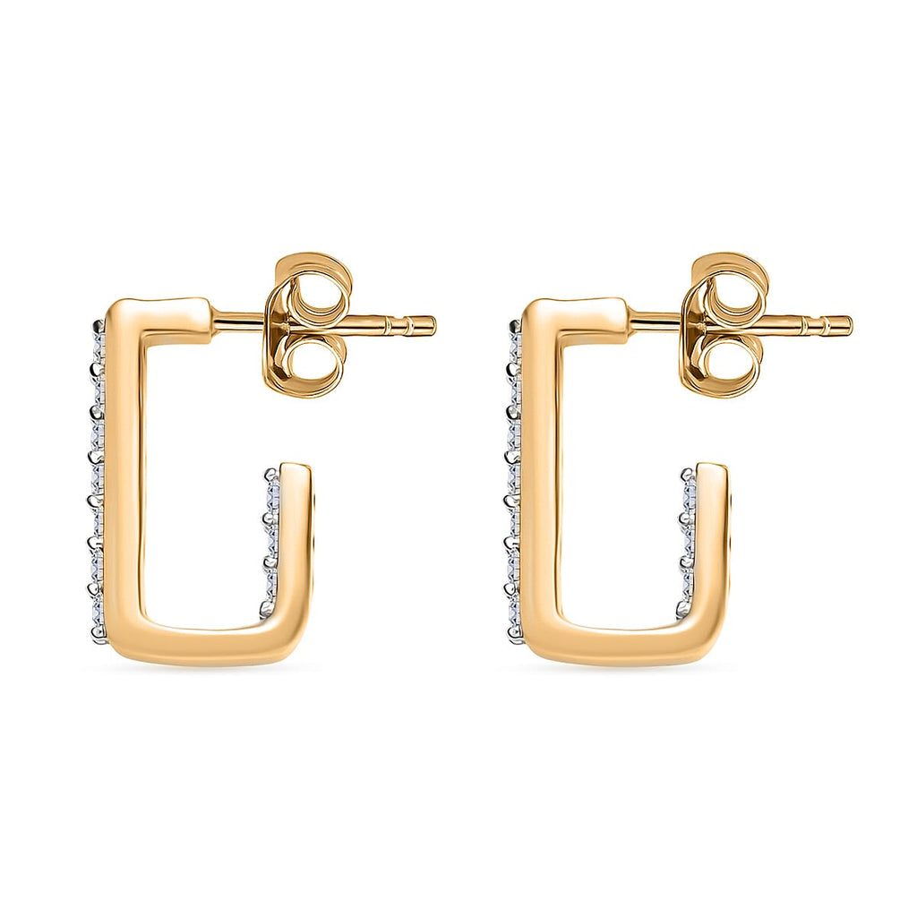Luxuriant Diamond -Lab Grown Diamond (SI-GH) J Half Hoop Earring in 18K Vermeil Yellow Gold Plated Sterling Silver 0.50 Cts