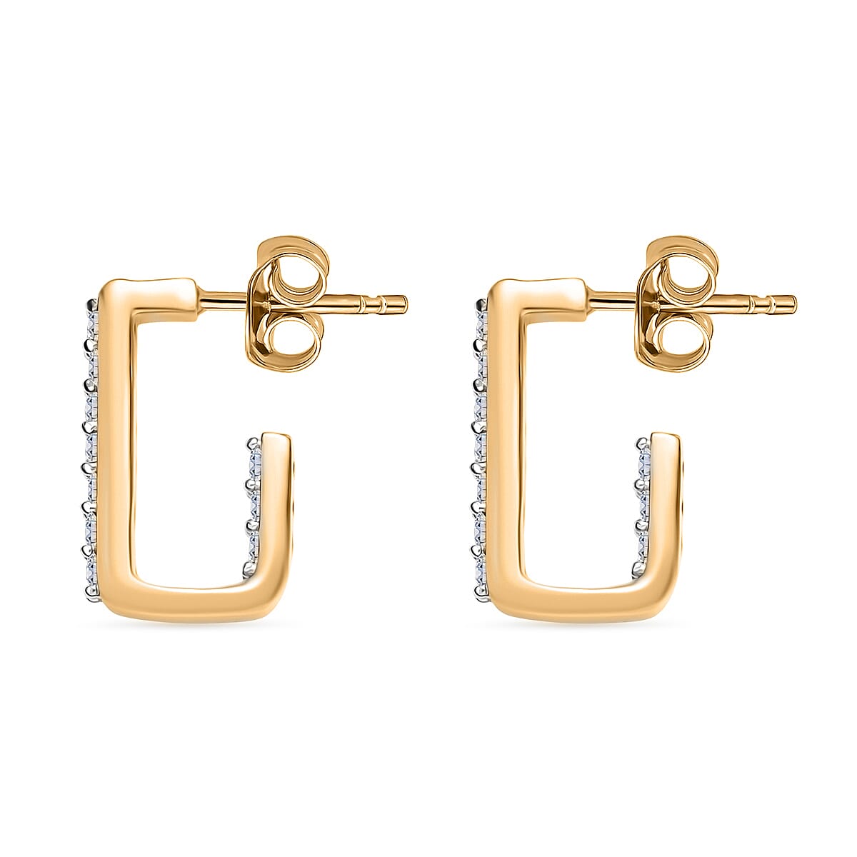 LUXURIANT 0.50 Ct Lab Grown Diamond (SI-GH) J Half Hoop Earring in 18K Vermeil Yellow Gold Plated Sterling Silver 8163426 3