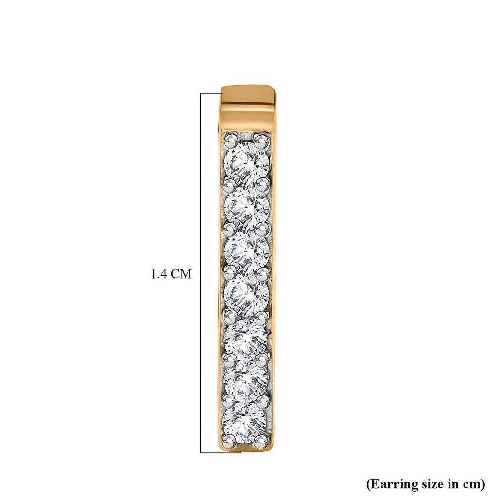 Luxuriant Diamond -Lab Grown Diamond (SI-GH) J Half Hoop Earring in 18K Vermeil Yellow Gold Plated Sterling Silver 0.50 Cts