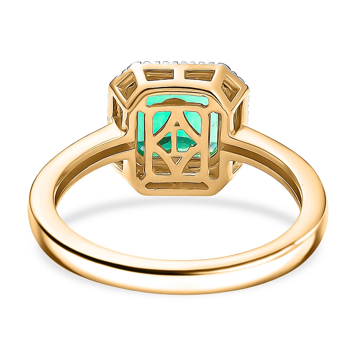 LUXURIANT Lab Grown Colombian Emerald, Lab Grown Diamond Halo Ring in 18K Vermeil Yellow Gold Over Sterling Silver 1.64 Ct. (SI-GH) 8264609 6