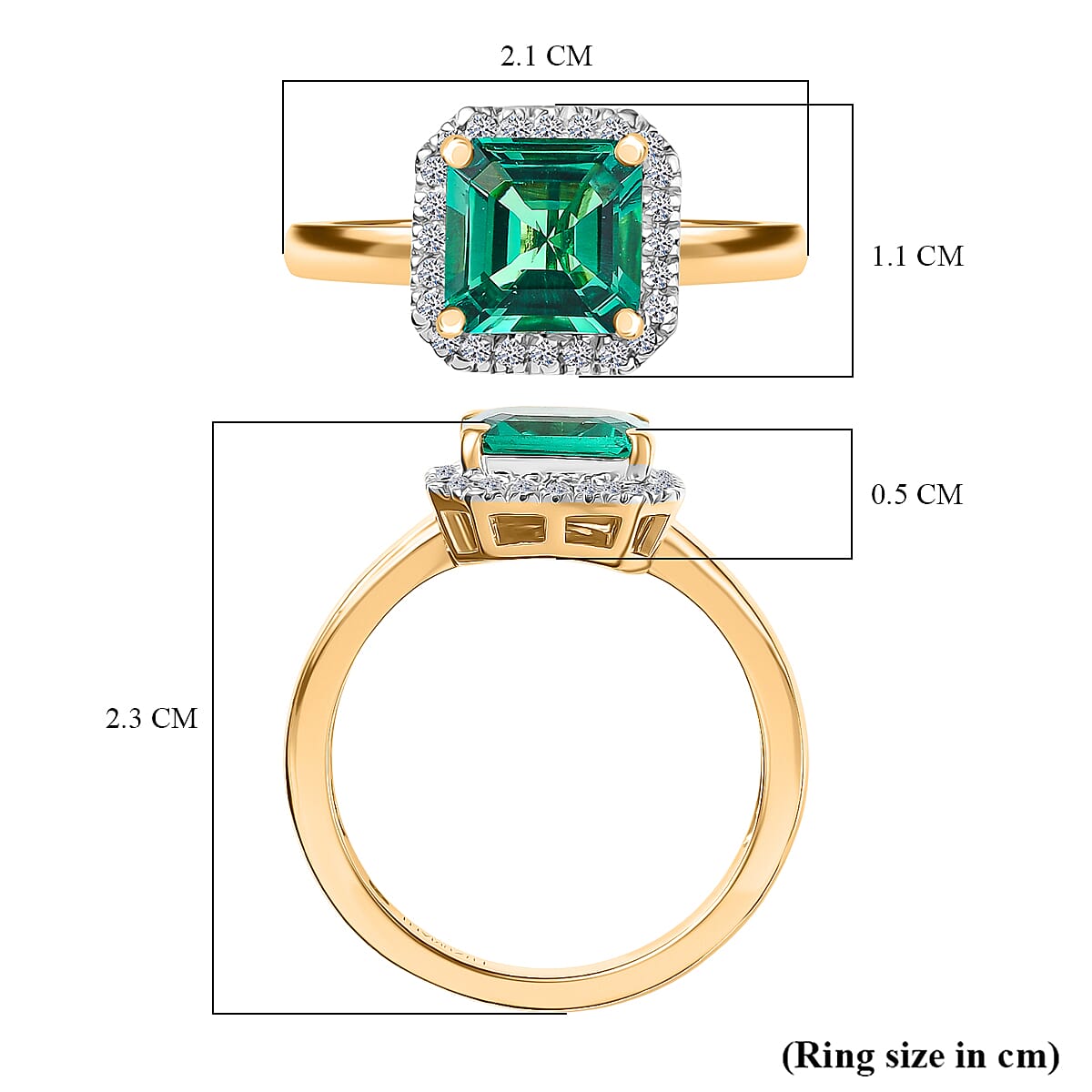 LUXURIANT Lab Grown Colombian Emerald, Lab Grown Diamond Halo Ring in 18K Vermeil Yellow Gold Over Sterling Silver 1.64 Ct. (SI-GH) 8264609 7