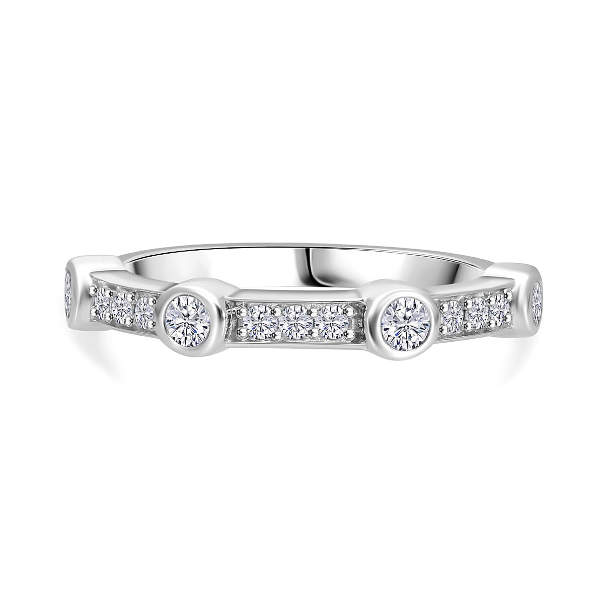 LUXURIANT Lab Grown Diamond Ring in Platinum Overlay Sterling Silver 0.49 Ct. 8040428 0