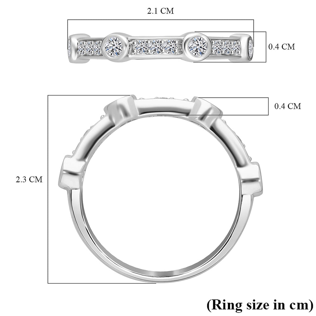 Luxuriant Diamond Lab Grown Diamond Ring in Platinum Overlay Sterling Silver 0.49 Ct.