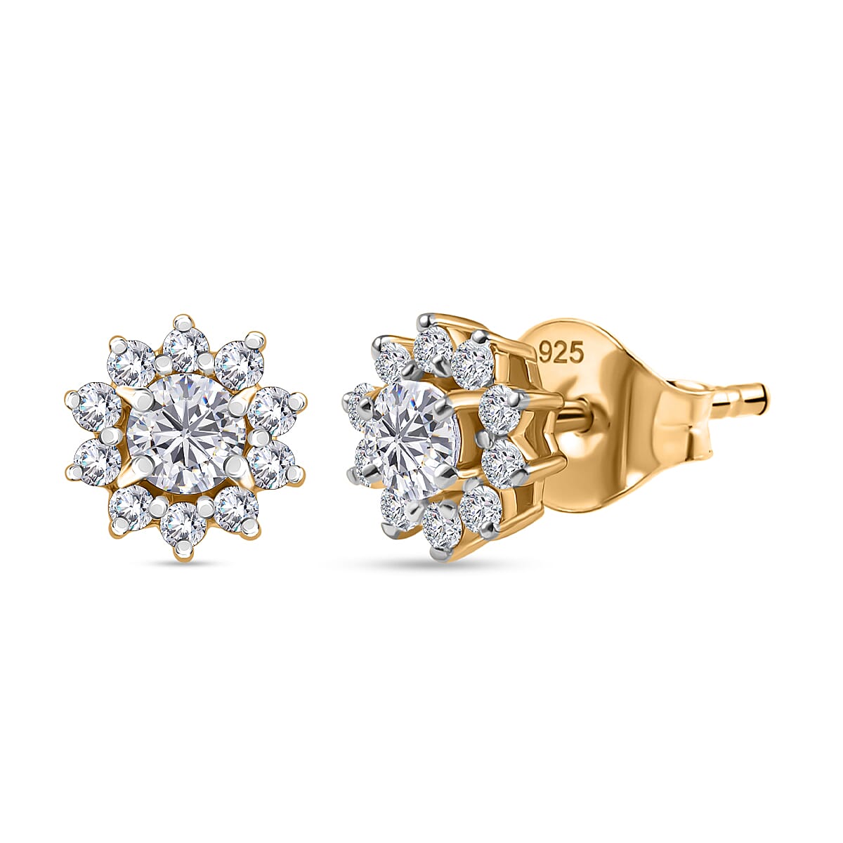 LUXURIANT Lab Grown Diamond (SI G/H) Earring with Push Back in 18K Vermeil Yellow Gold Plated Sterling Silver 0.50 Ct. 8057452 0