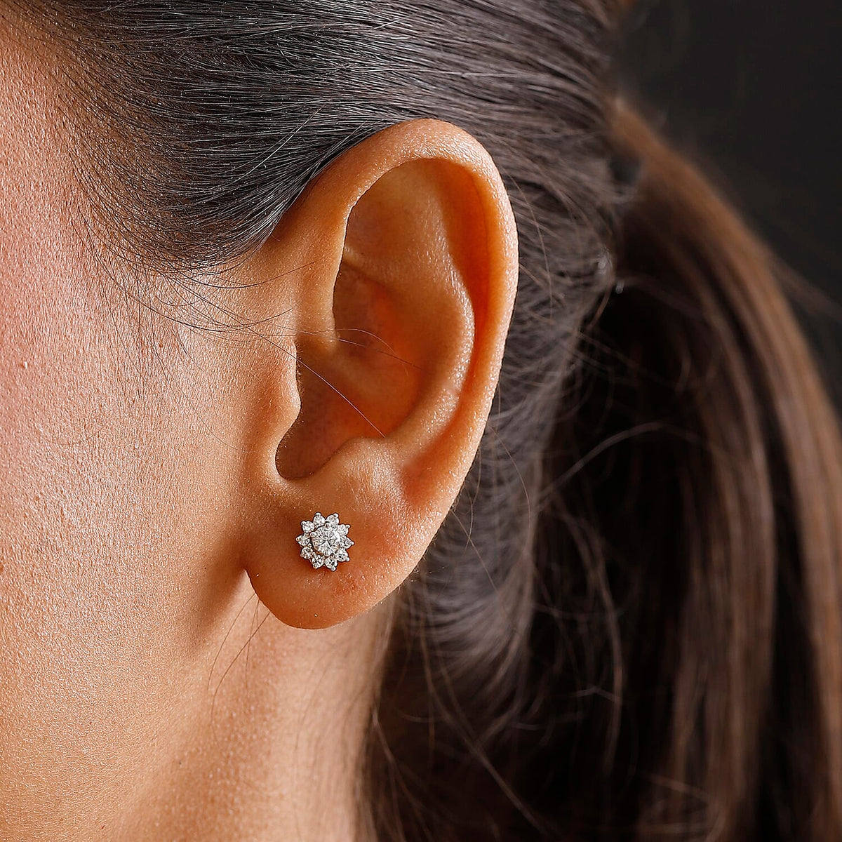 LUXURIANT Lab Grown Diamond (SI G/H) Earring with Push Back in 18K Vermeil Yellow Gold Plated Sterling Silver 0.50 Ct. 8057452 3