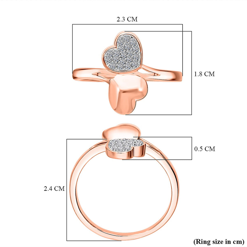 Luxuriant Diamond Lab Grown Diamond (SI-G-H) Ring in Vermeil Rose Gold Plated & Rhodium Overlay Sterling Silver 0.15 Ct.