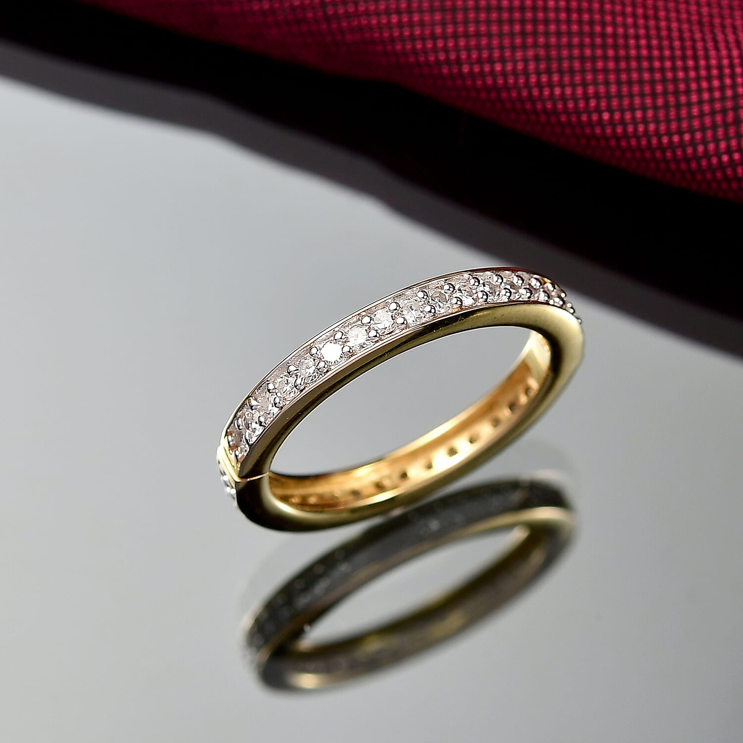 LUXURIANT Lab Grown Diamond (SI-GH) Openable Eternity Band Ring in 18K Vermeil Yellow Gold Over Sterling Silver 8227024 2