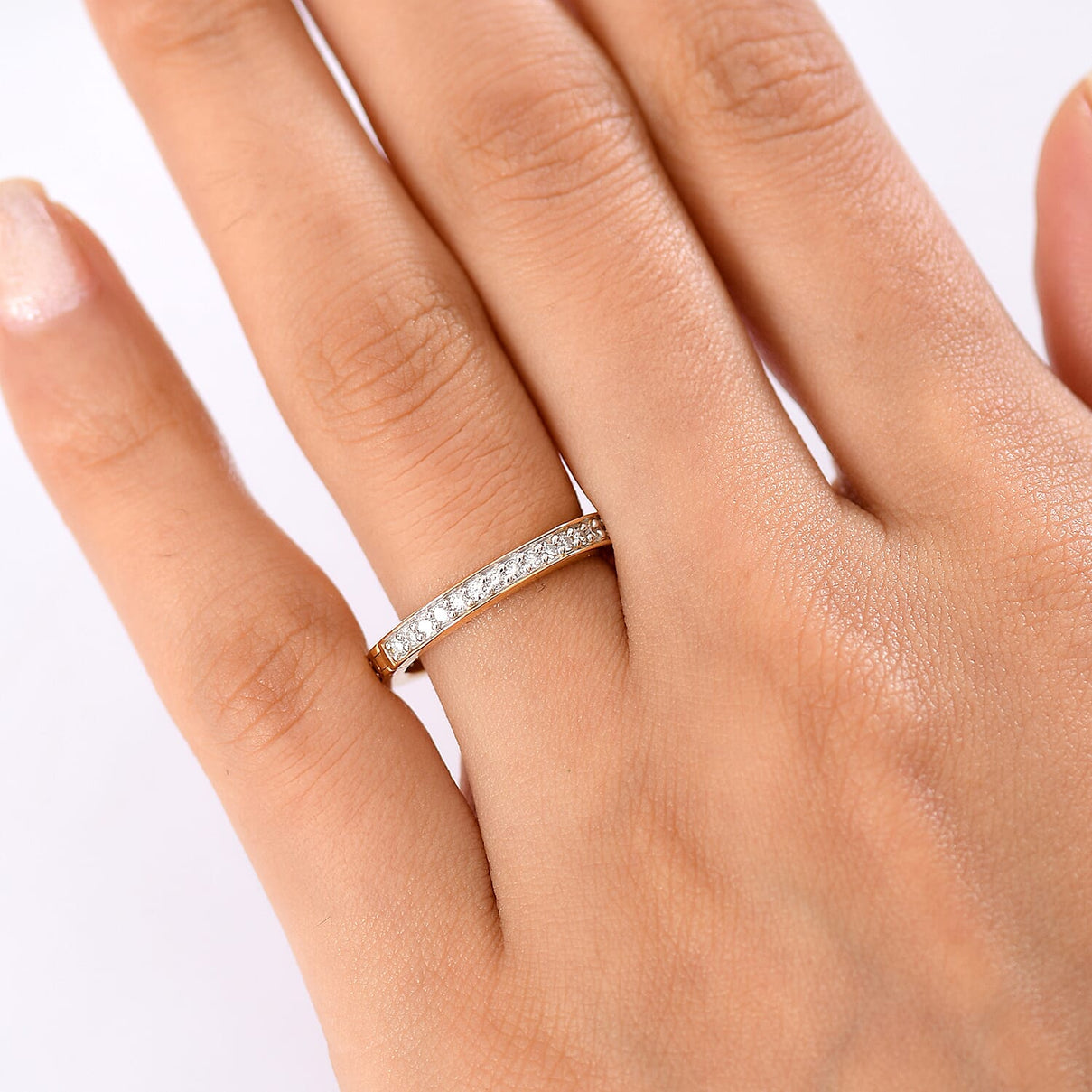 LUXURIANT Lab Grown Diamond (SI-GH) Openable Eternity Band Ring in 18K Vermeil Yellow Gold Over Sterling Silver 8227024 3