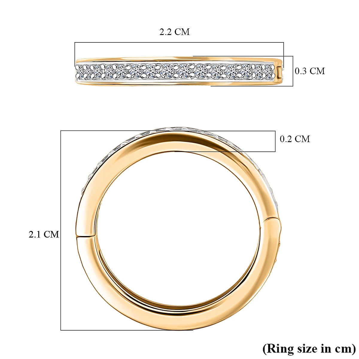 LUXURIANT Lab Grown Diamond (SI-GH) Openable Eternity Band Ring in 18K Vermeil Yellow Gold Over Sterling Silver 8227024 6