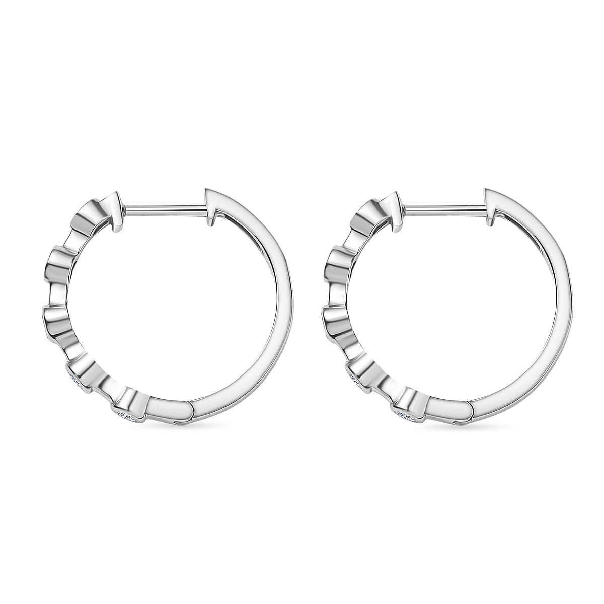 LUXURIANT Lab Grown Diamond (SI-GH) Full Hoop Earring in Rhodium Overlay Sterling Silver 0.33 Cts 8164758 8