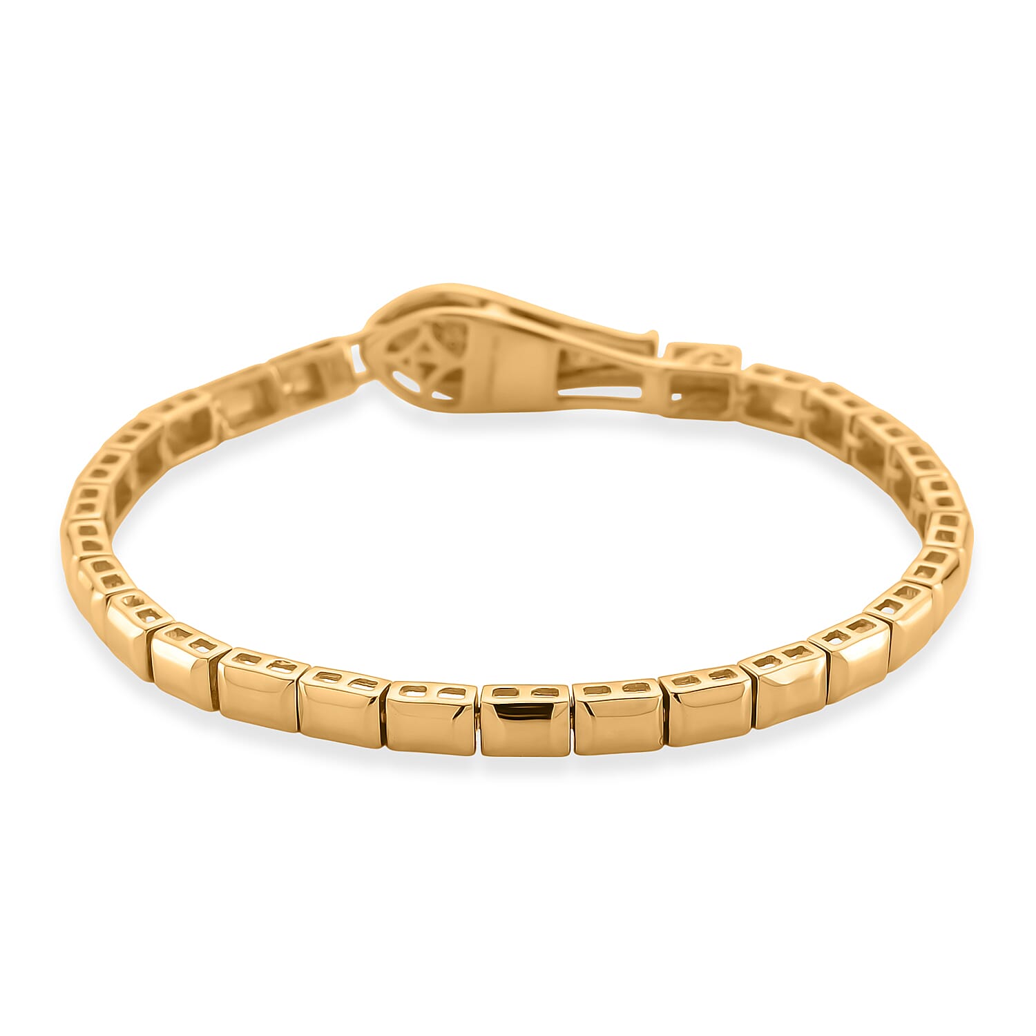 LUXURIANT Lab Grown Diamond Serpentine Bracelet (Size 7.5) in 18K Vermeil Yellow Gold Over Sterling Silver (SI-GH) V32529440 4