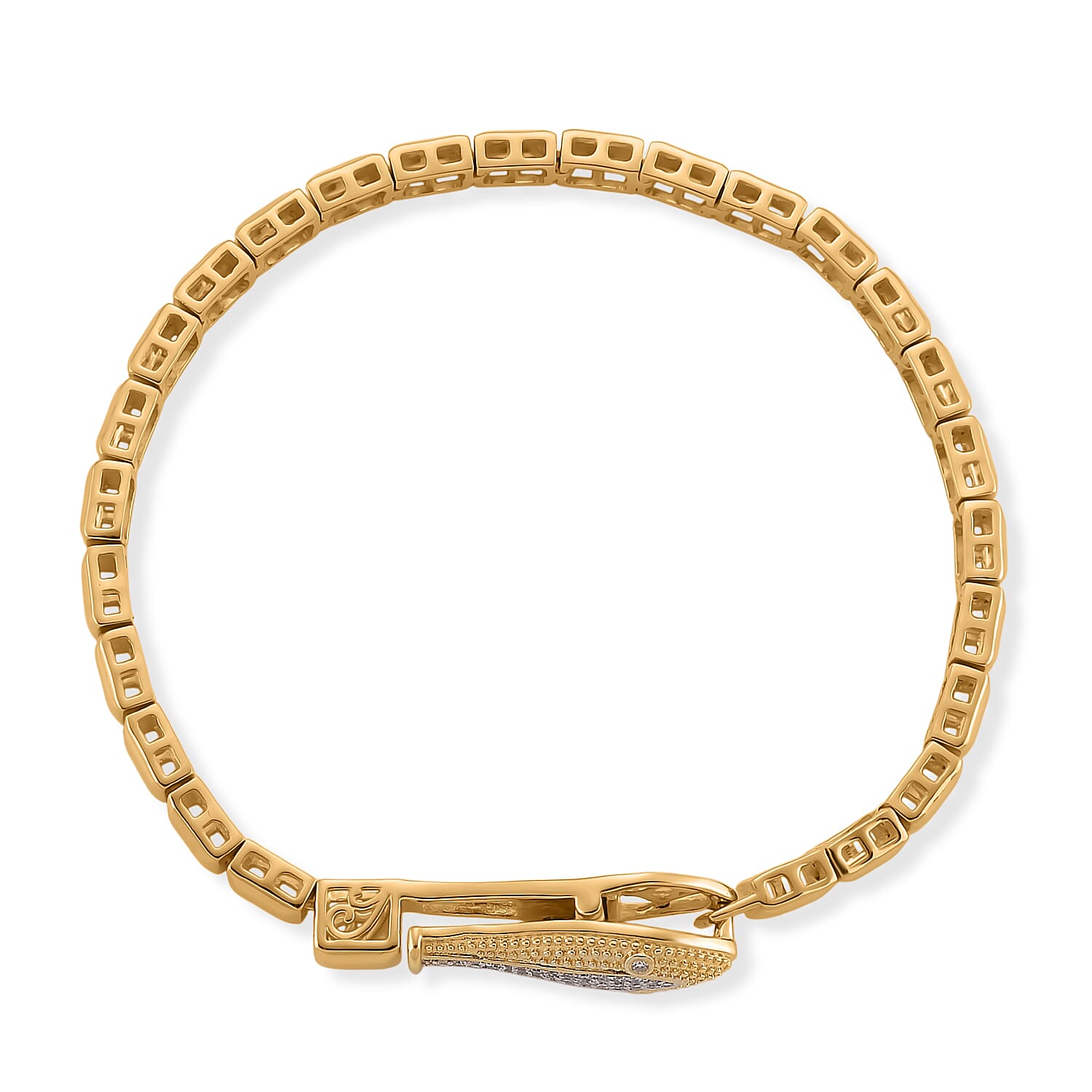 LUXURIANT Lab Grown Diamond Serpentine Bracelet (Size 7.5) in 18K Vermeil Yellow Gold Over Sterling Silver (SI-GH) V32529440 5