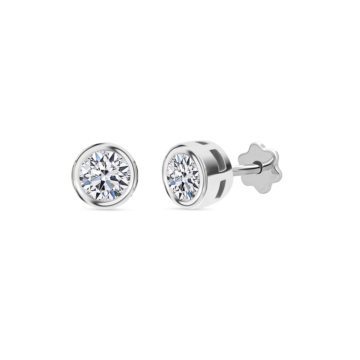 LUXURIANT Lab Grown Diamond Stud Earrings in Rhodium Sterling Silver 8357193 0