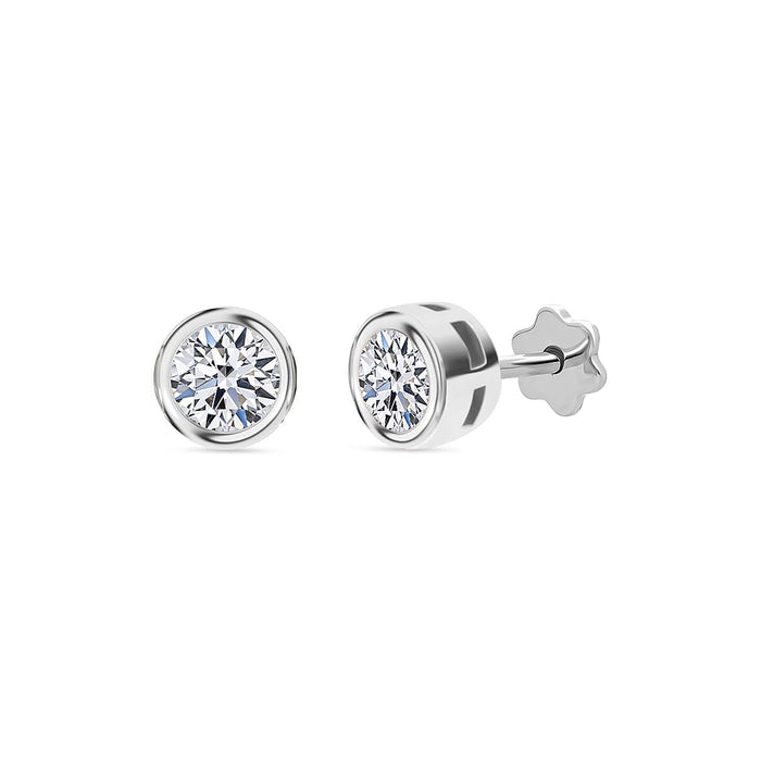 LUXURIANT Lab Grown Diamond Stud Earrings in Rhodium Sterling Silver 8357193 1