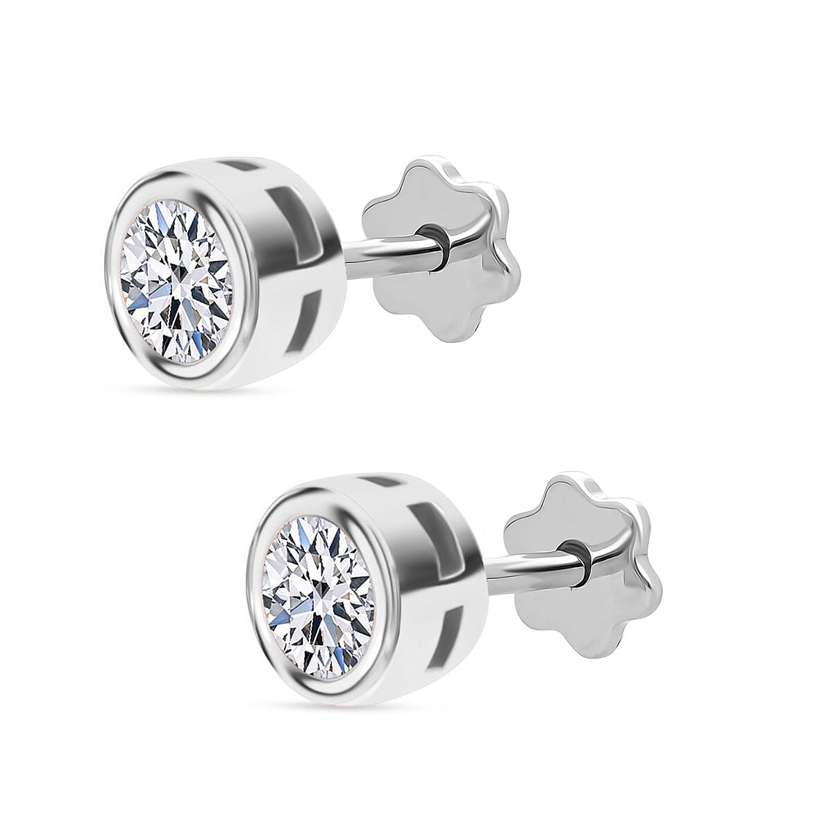 LUXURIANT Lab Grown Diamond Stud Earrings in Rhodium Sterling Silver 8357193 3
