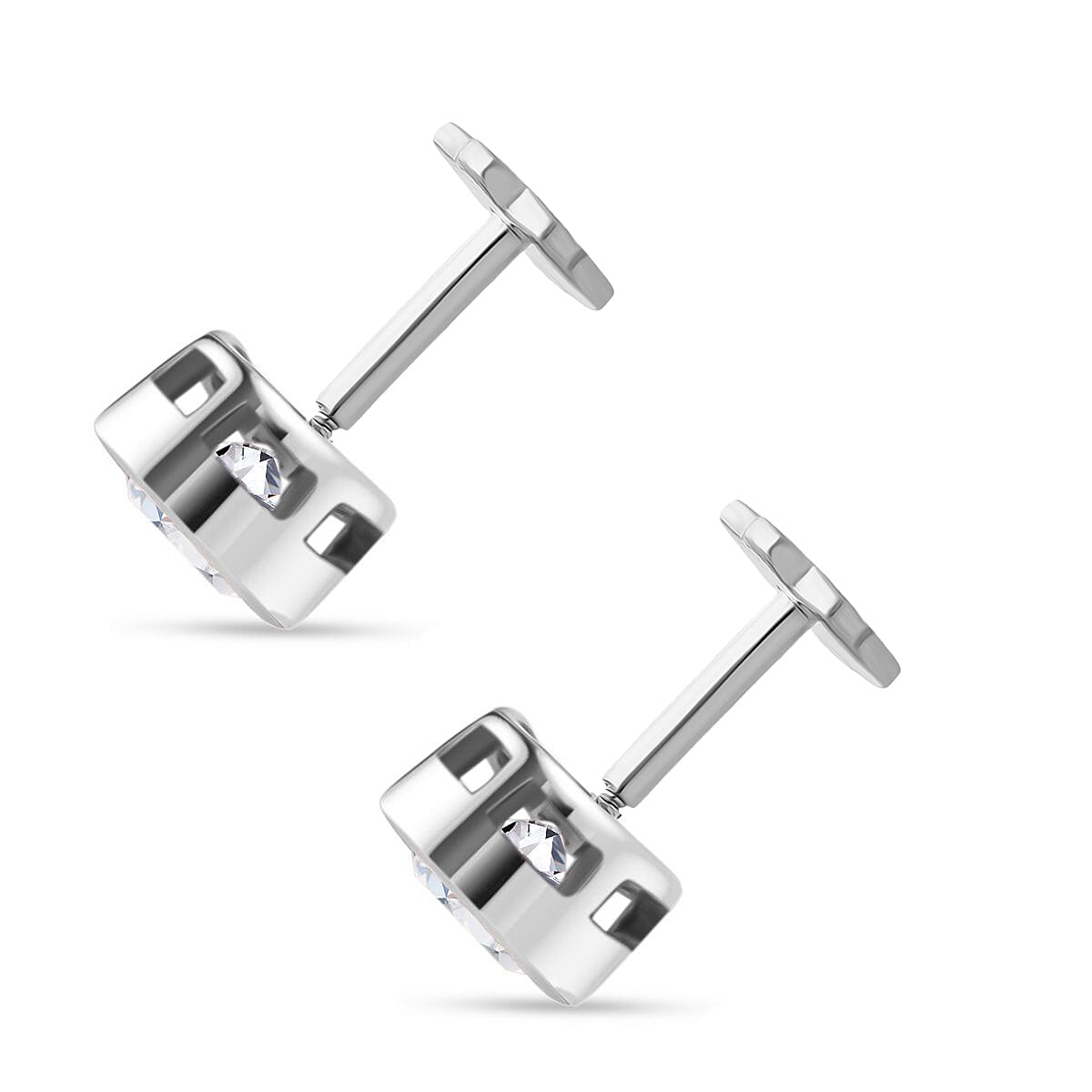 LUXURIANT Lab Grown Diamond Stud Earrings in Rhodium Sterling Silver 8357193 4