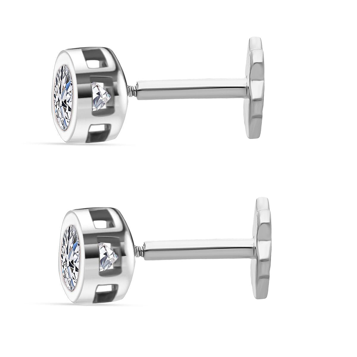 LUXURIANT Lab Grown Diamond Stud Earrings in Rhodium Sterling Silver 8357193 5