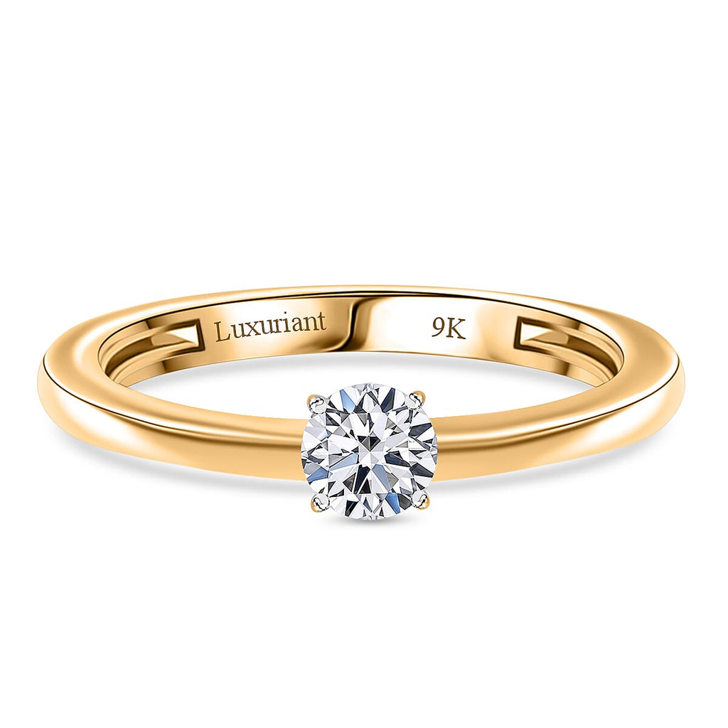 Luxuriant Diamond SGL Certified 9K Yellow Gold (SI-G-H) Lab Grown Diamond Solitaire Ring 0.51 Ct.