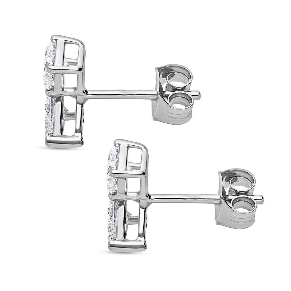 LUXURIANT The TOI ET MOI 1 Ct. Lab Grown Diamond Oval-Cut and Pear-Cut Earring in Rhodium Overlay Sterling Silver 8211452 2