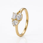 Luxuriant Lab Grown Diamond (VS-EF) 3 Stone Ring in 18K Vermeil Yellow Gold Plated Sterling Silver 0.77 Ct.