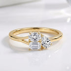 Luxuriant Lab Grown Diamond (VS-EF) 3 Stone Ring in 18K Vermeil Yellow Gold Plated Sterling Silver 0.77 Ct.