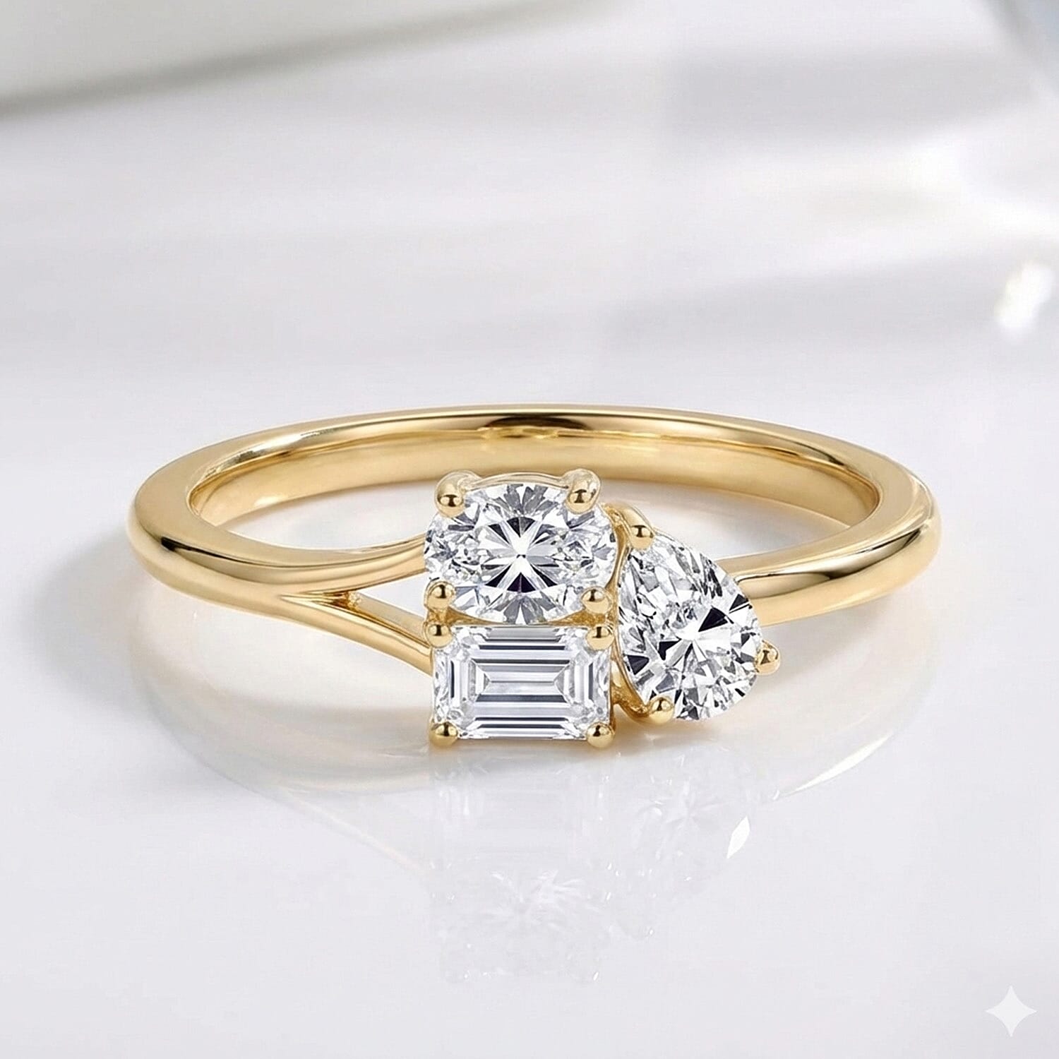 LUXURIANT Toi Et Moi Lab Grown Diamond 3 Stone Ring in 18K Vermeil Yellow Gold Plated  Sterling Silver  0.76  Ct. 8281084 5