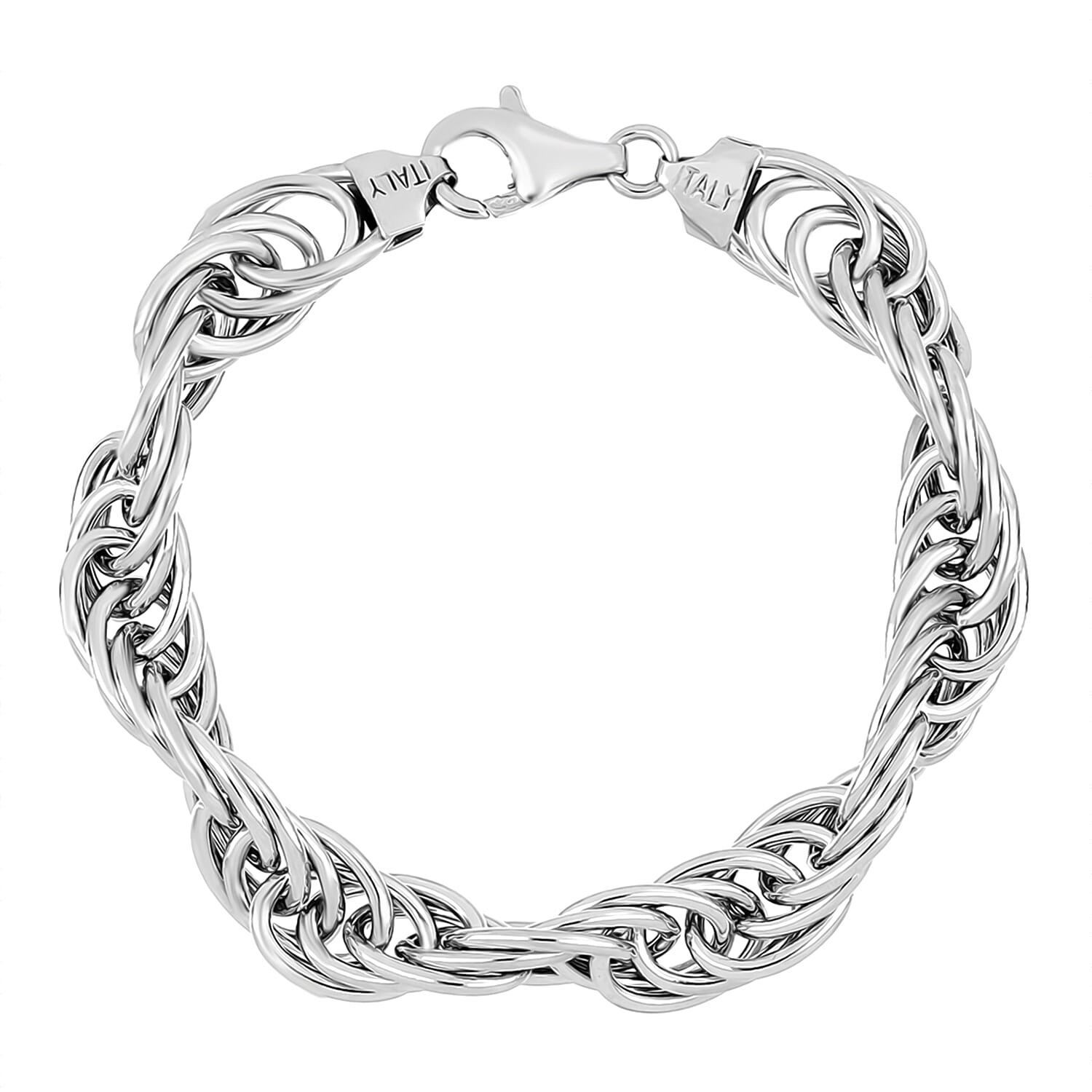 Fine Italian Jewellery - Handmade Prince of Wales Bracelet (Size 8) with Lobster Clasp in Sterling Silver, Silver Wt. 17.33 Gms. 8055720 0