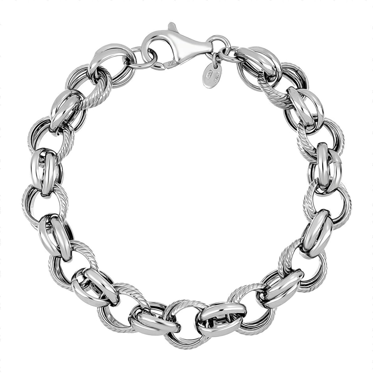 La Bella - Fine Italian Jewellery : Handmade Sterling Silver Bracelet (Size 8) with Lobster Clasp, Silver Wt. 13.40 Gms. 8055707 0
