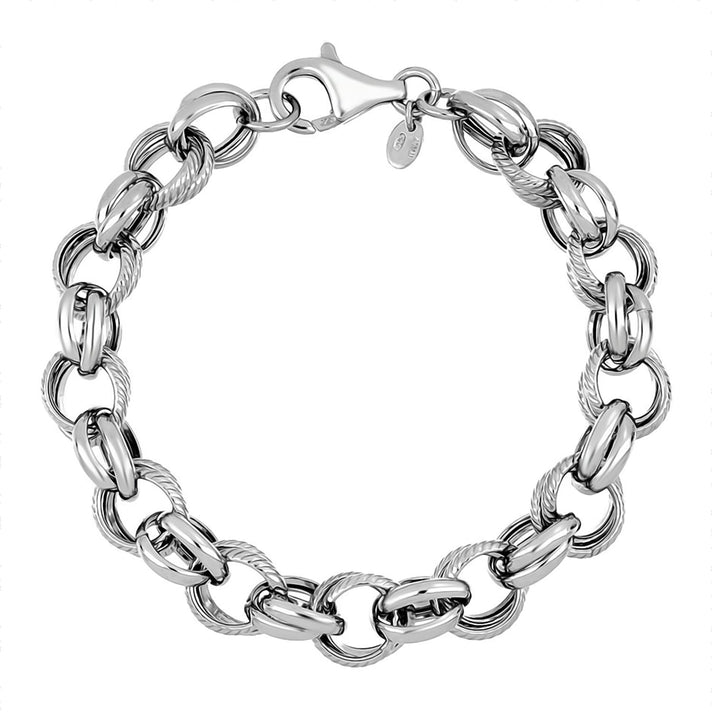 La Bella - Fine Italian Jewellery - Handmade Sterling Silver Bracelet (Size 8) with Lobster Clasp, Silver Wt. 13.40 Gms. 8055707 1