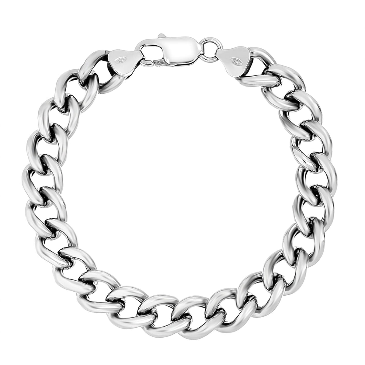 La Bella Fine Italian Jewellery - Handmade 9.4MM Sterling Silver Curb Bracelet With Lobster Clasp 7.5 Inch 8055729 0