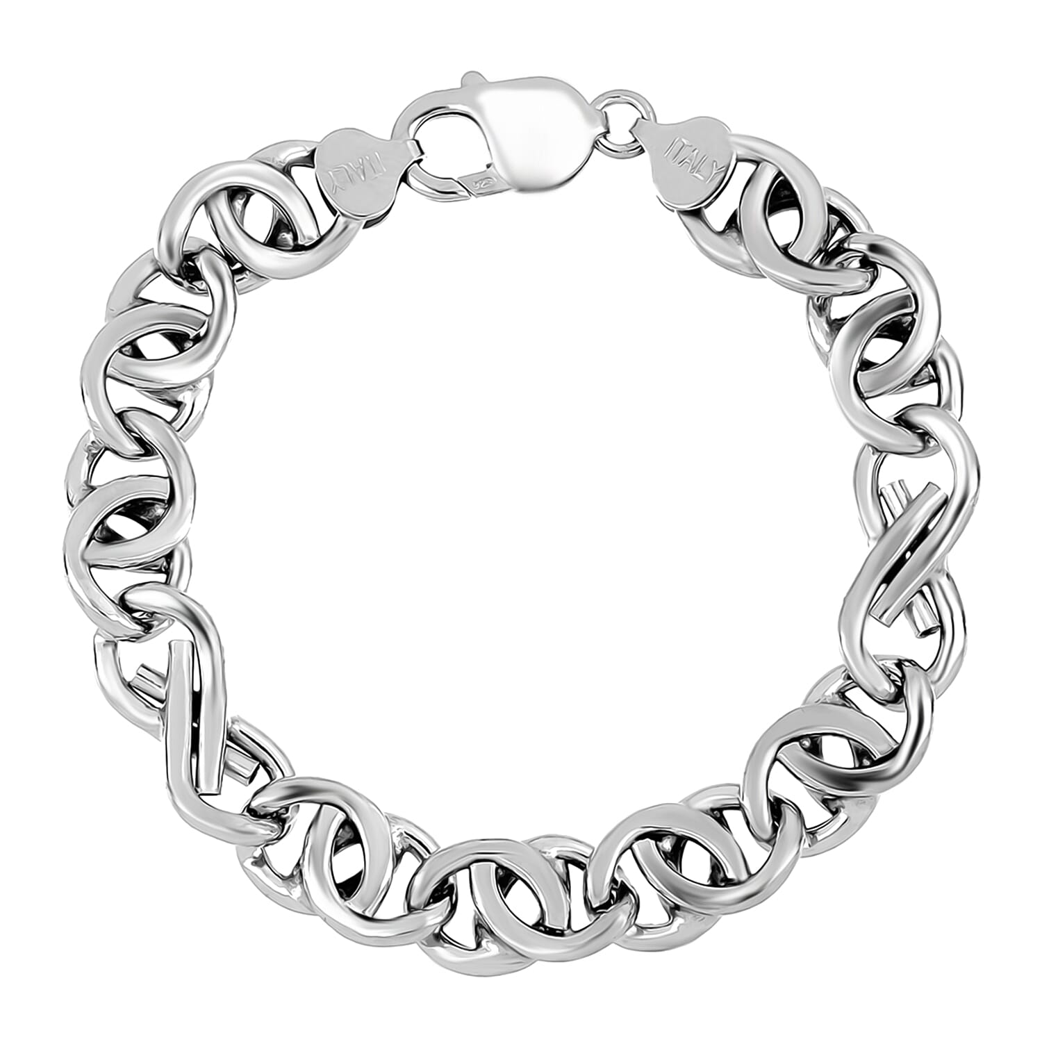 La Bella Fine Italian Jewellery - Handmade Sterling Silver Mariner Bracelet (Size - 7.5) With Lobster Clasp Silver Wt. 17.10 Gms. 8055733 0