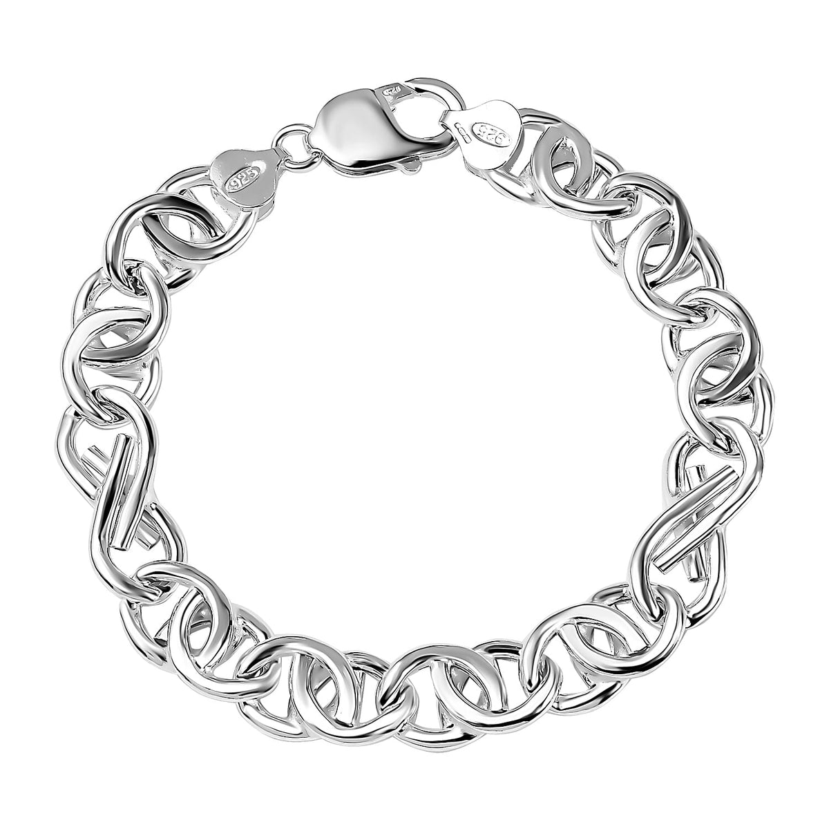 La Bella Fine Italian Jewellery- Handmade Sterling Silver Occhio Bracelet (Size - 8) with Lobster Clasp, Silver Wt. 18.11 Gms. 7860164 1