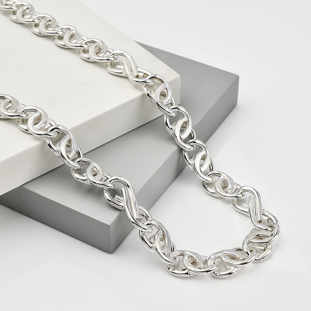 La Bella Fine Italian Jewellery- Handmade Sterling Silver Rambo Necklace (Size 20), Silver Wt. 45 Gms